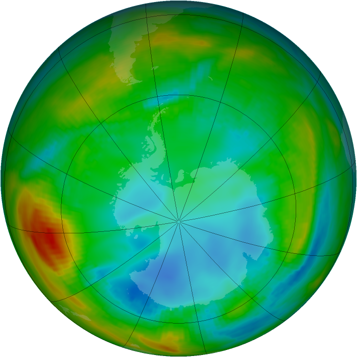 Antarctic ozone map for 30 July 1989